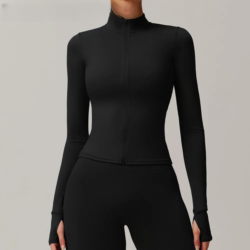 Yoga Long Sleeve Sports Jacket Women'S Zip Fitness Yoga Shirt Slim Fit Gym Top Activewear Running Coats Workout Cycling Clothes