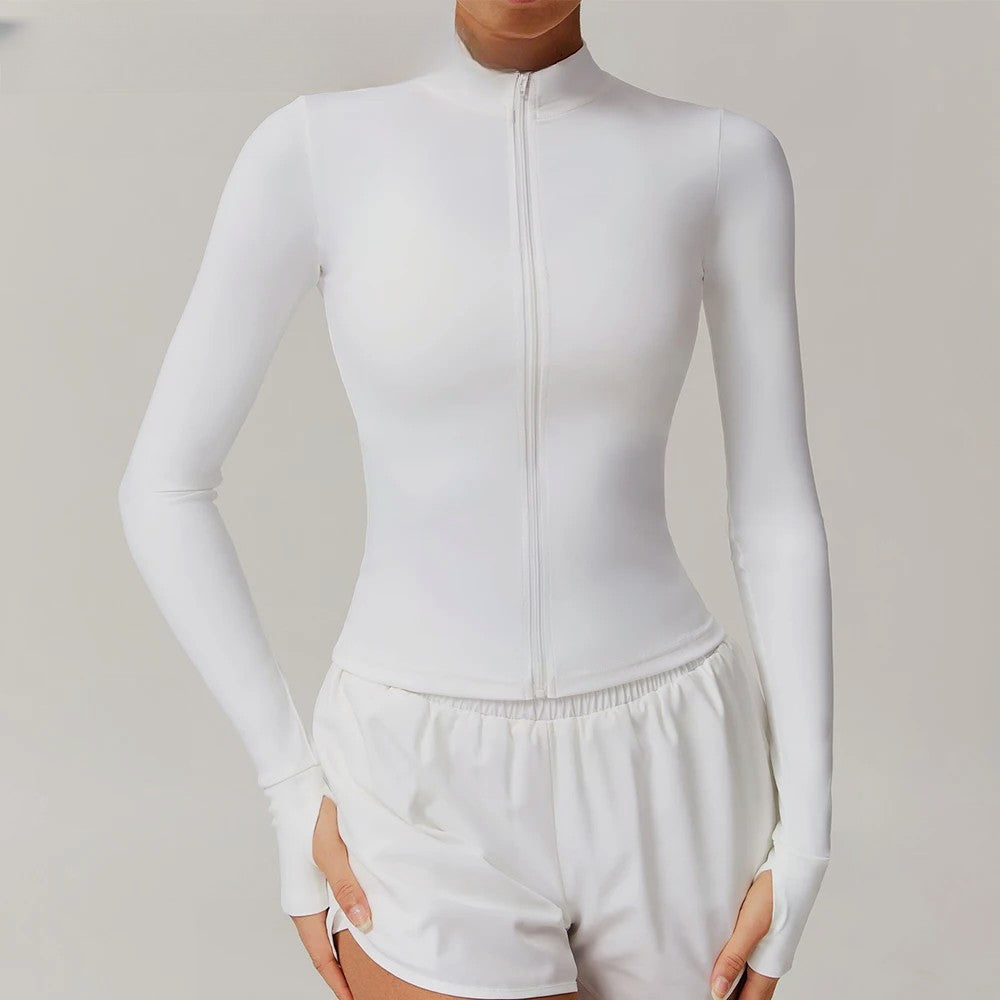 Yoga Long Sleeve Sports Jacket Women'S Zip Fitness Yoga Shirt Slim Fit Gym Top Activewear Running Coats Workout Cycling Clothes